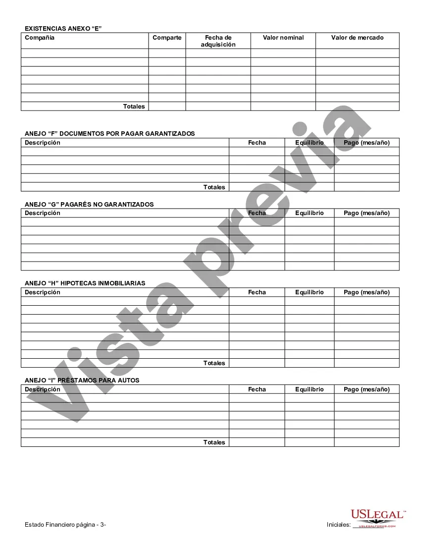 Preview Estados financieros solo en relación con el acuerdo prematrimonial prenupcial