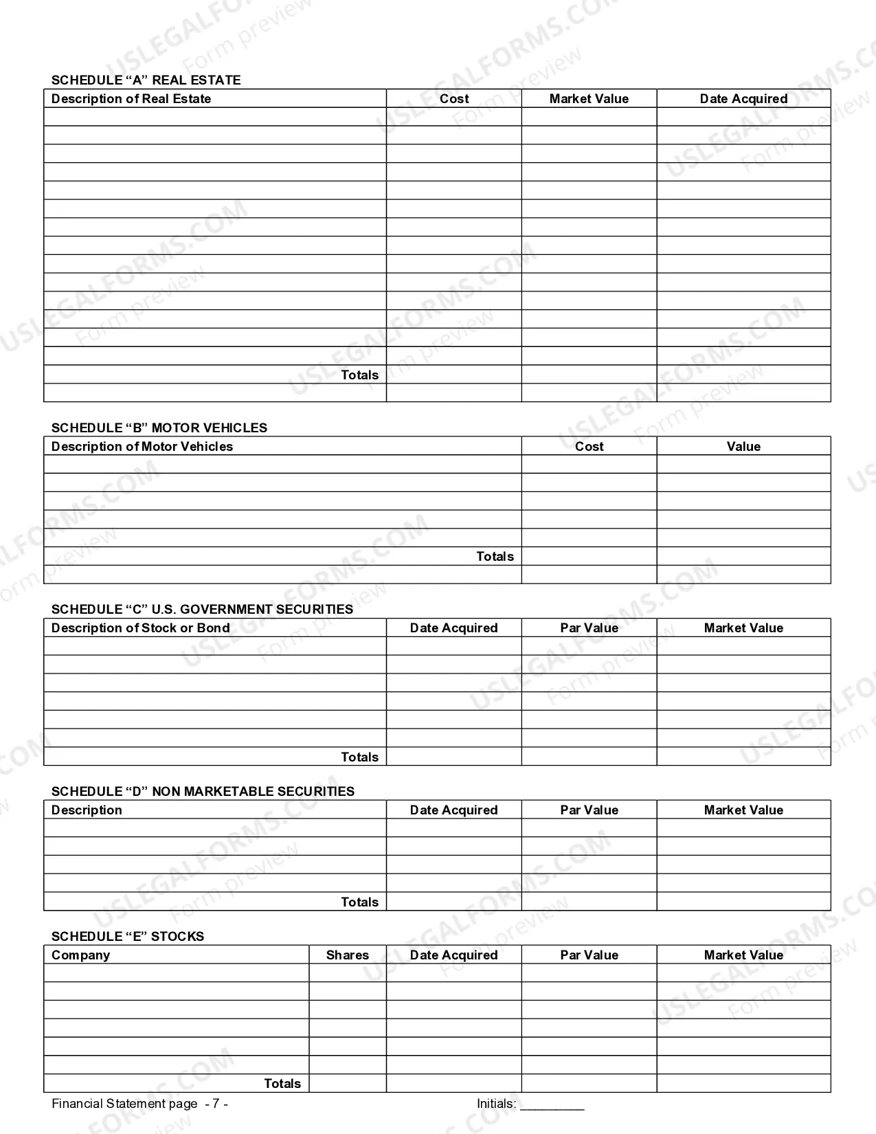 Preview Financial Statements only in Connection with Prenuptial Premarital Agreement