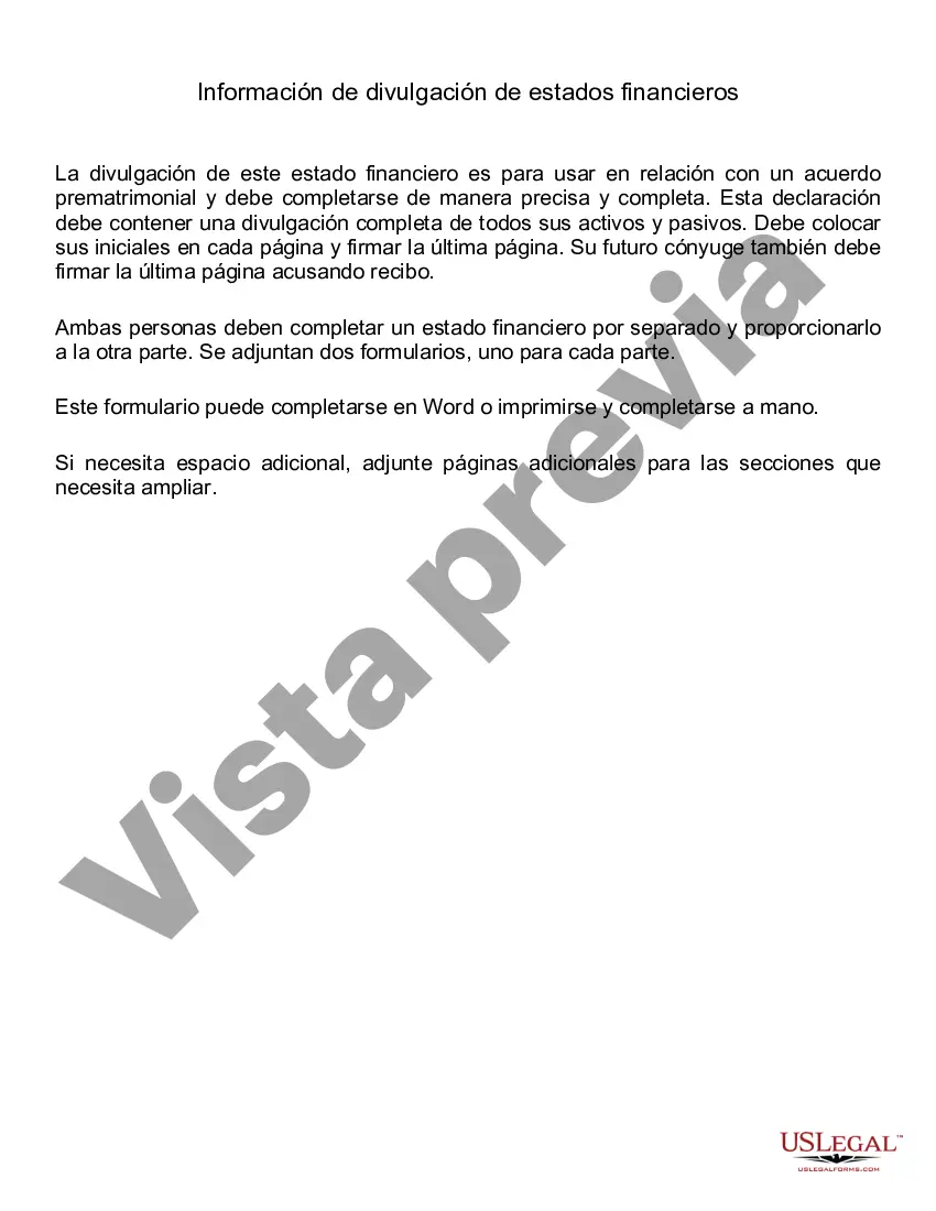 Preview Acuerdo prematrimonial prenupcial de Alaska con estados financieros