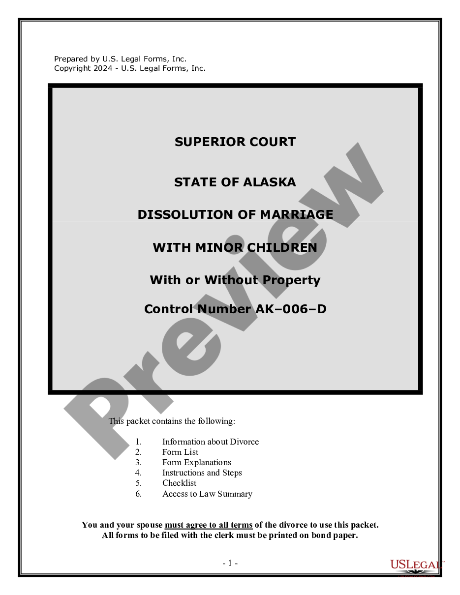 page 0 No-Fault Agreed Uncontested Divorce Package for Dissolution of Marriage for people with Minor Children preview