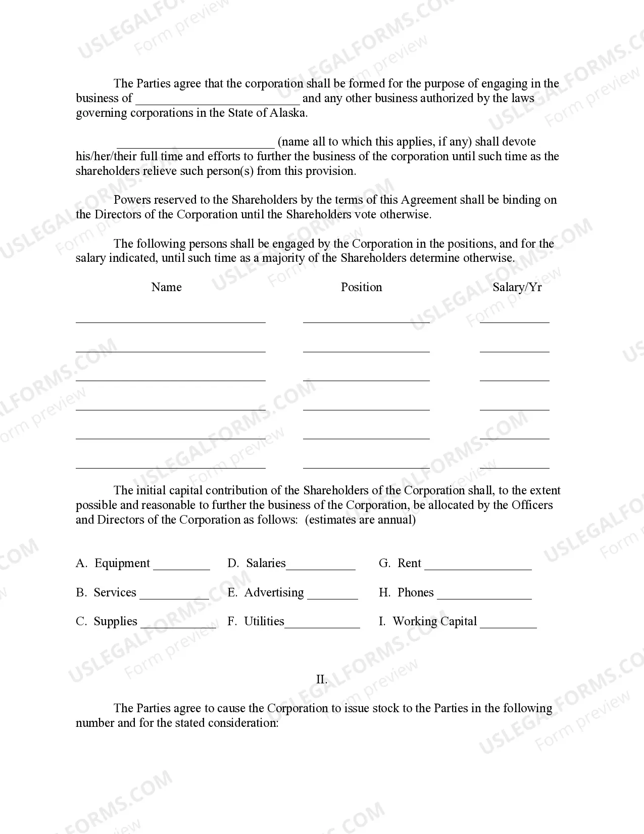 Preview Alaska Pre-Incorporation Agreement, Shareholders Agreement and Confidentiality Agreement