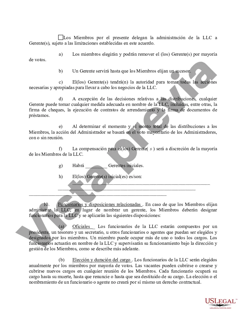 Preview Acuerdo Operativo de Sociedad de Responsabilidad Limitada LLC