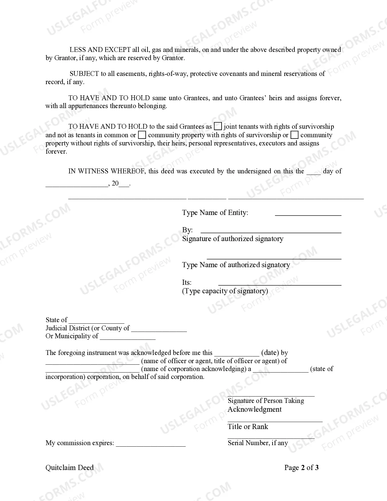 Preview Quitclaim Deed from Corporation to Husband and Wife