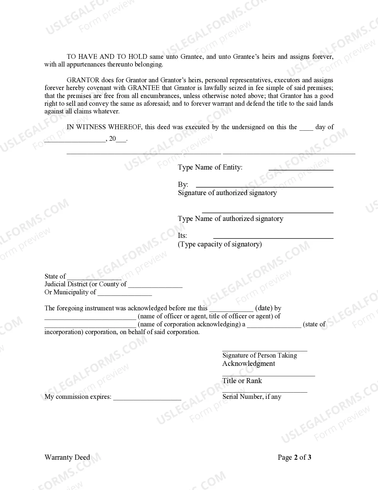 Preview Warranty Deed from Corporation to Individual