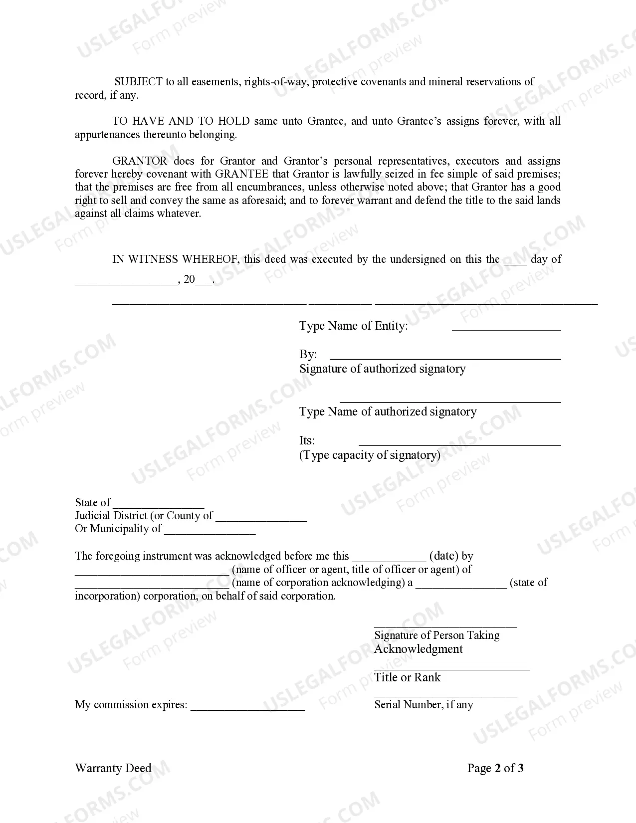 Preview Warranty Deed from Corporation to Corporation