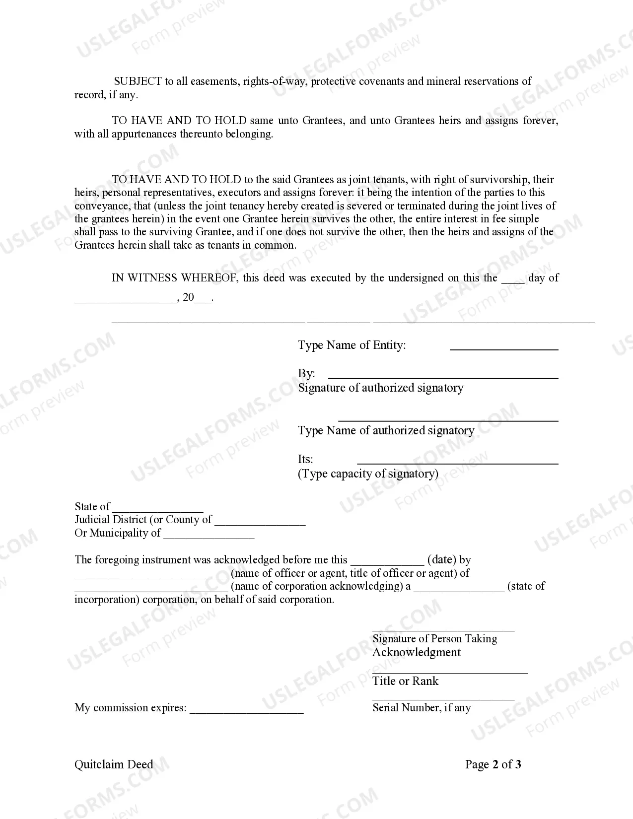 Preview Quitclaim Deed from Corporation to Two Individuals