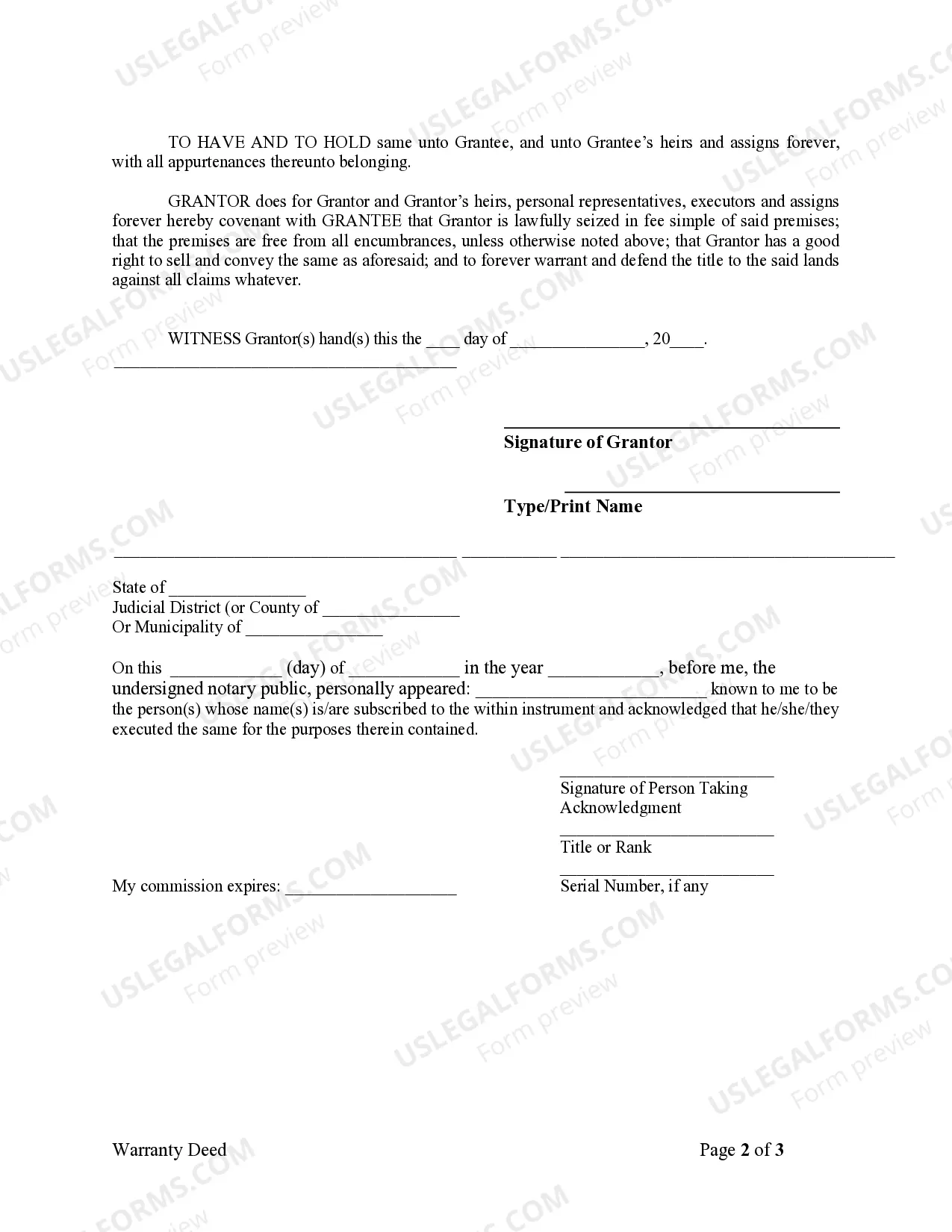 Preview Warranty Deed from Individual to a Trust