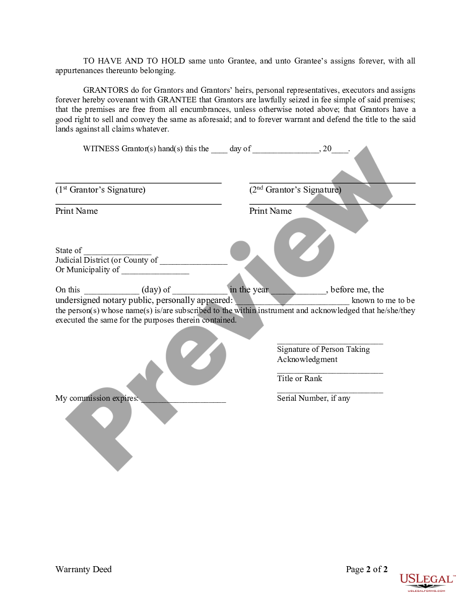 page 1 Warranty Deed from Husband and Wife a Trust preview