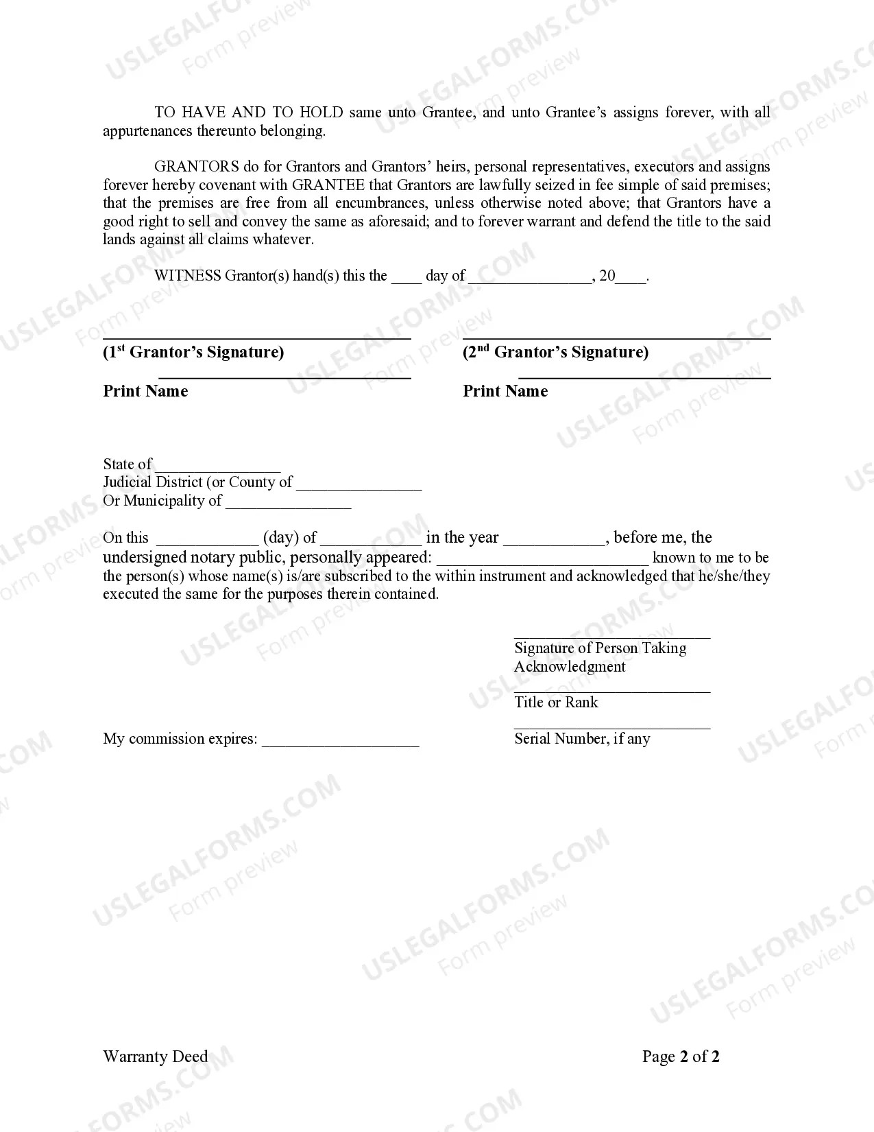 Preview Warranty Deed from Husband and Wife a Trust