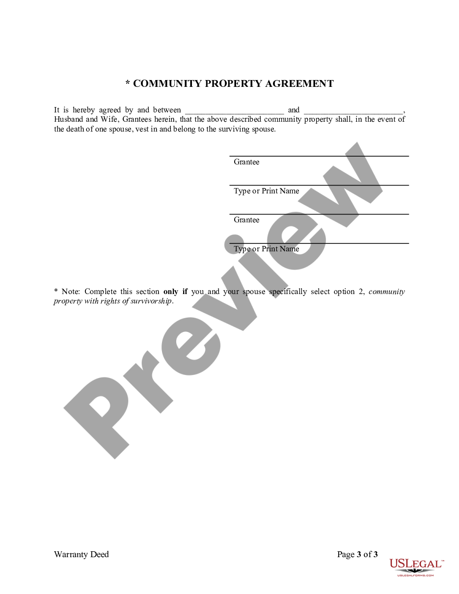 page 2 Warranty Deed from Husband to Himself and Wife preview