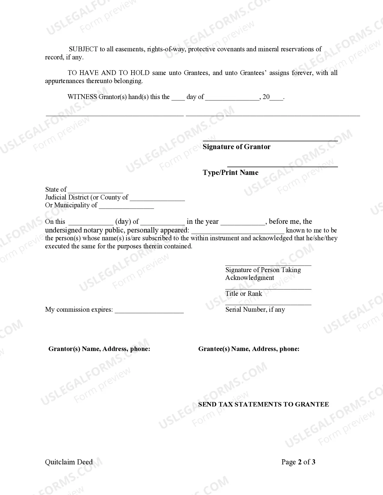 Preview Quitclaim Deed from Husband to Himself and Wife