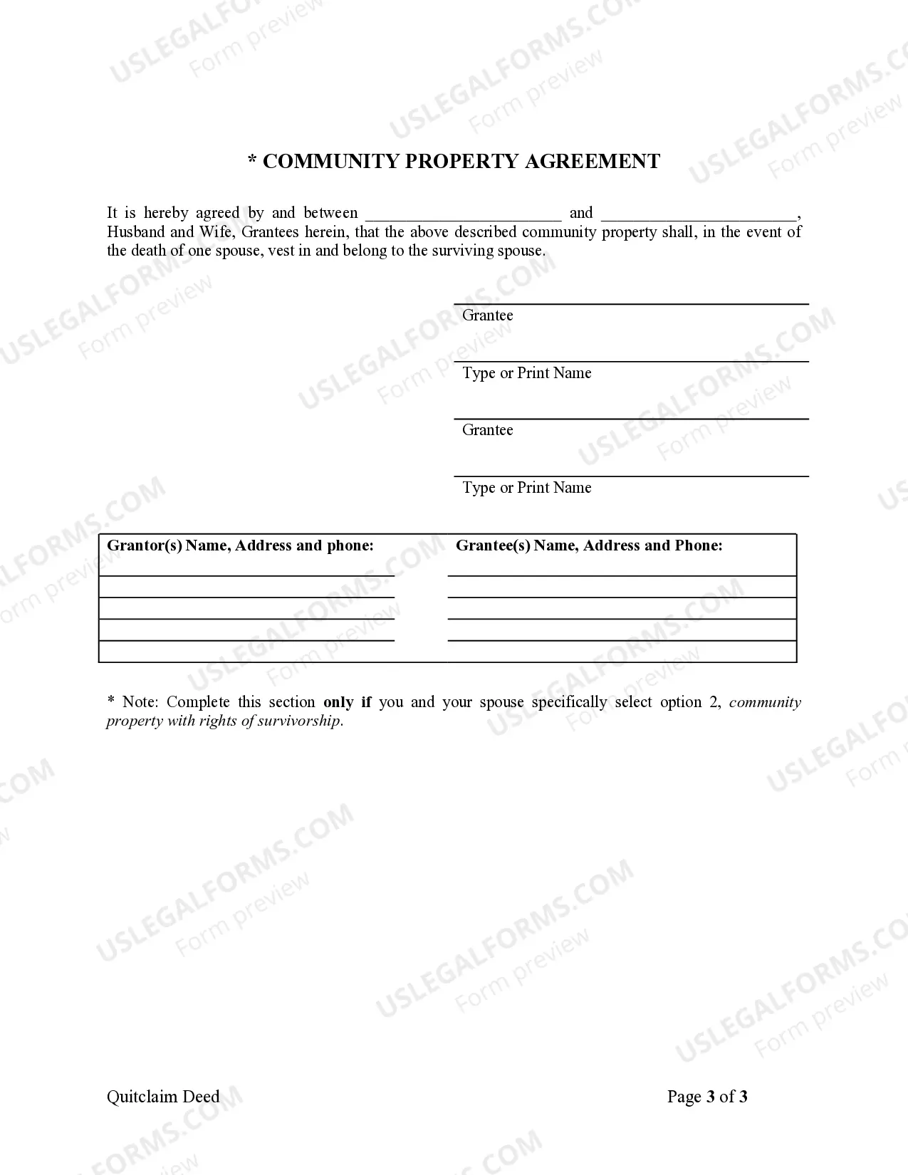 Preview Quitclaim Deed from Husband to Himself and Wife