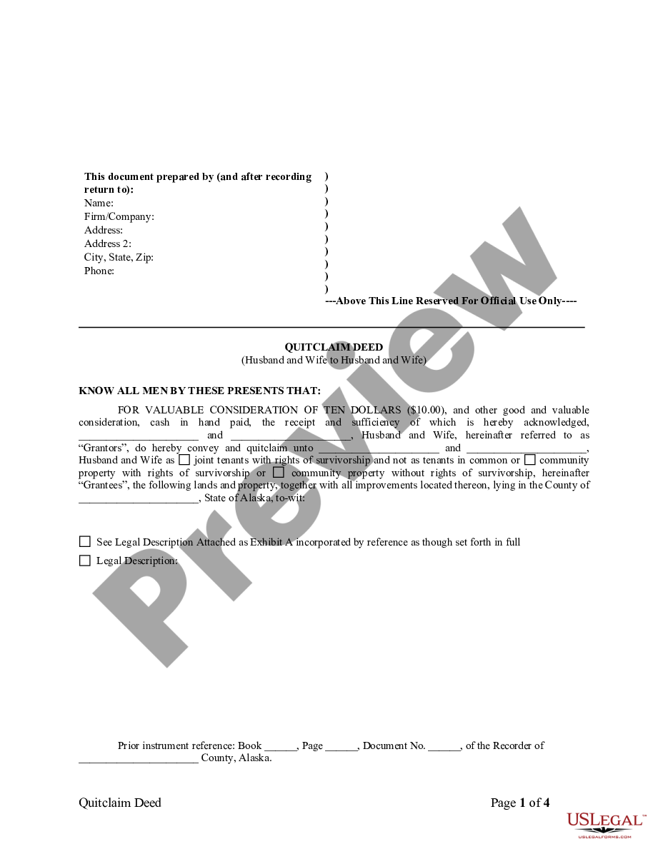 page 0 Quitclaim Deed from Husband and Wife to Husband and Wife preview