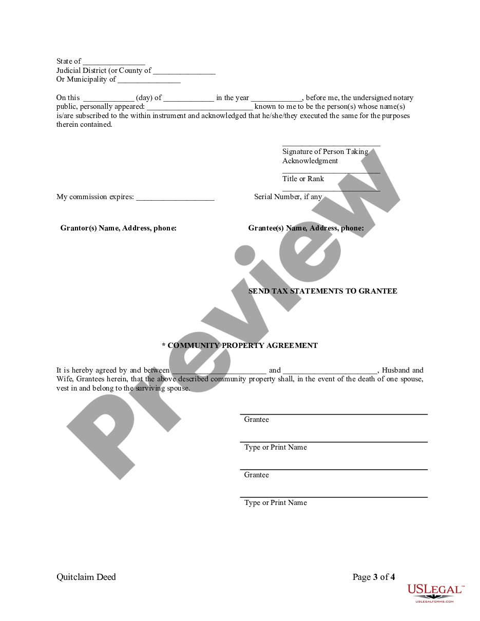 page 2 Quitclaim Deed from Husband and Wife to Husband and Wife preview