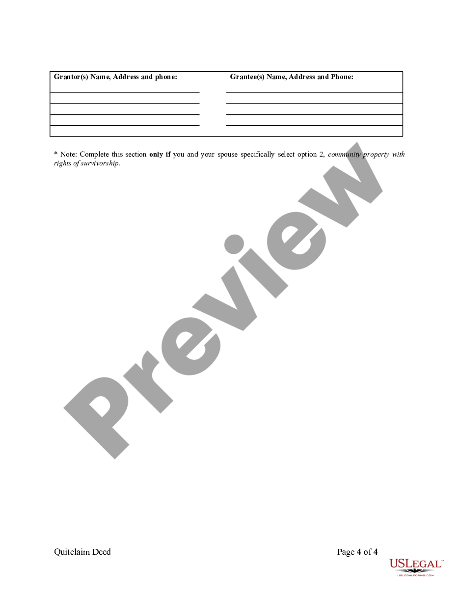 form Quitclaim Deed from Husband and Wife to Husband and Wife preview