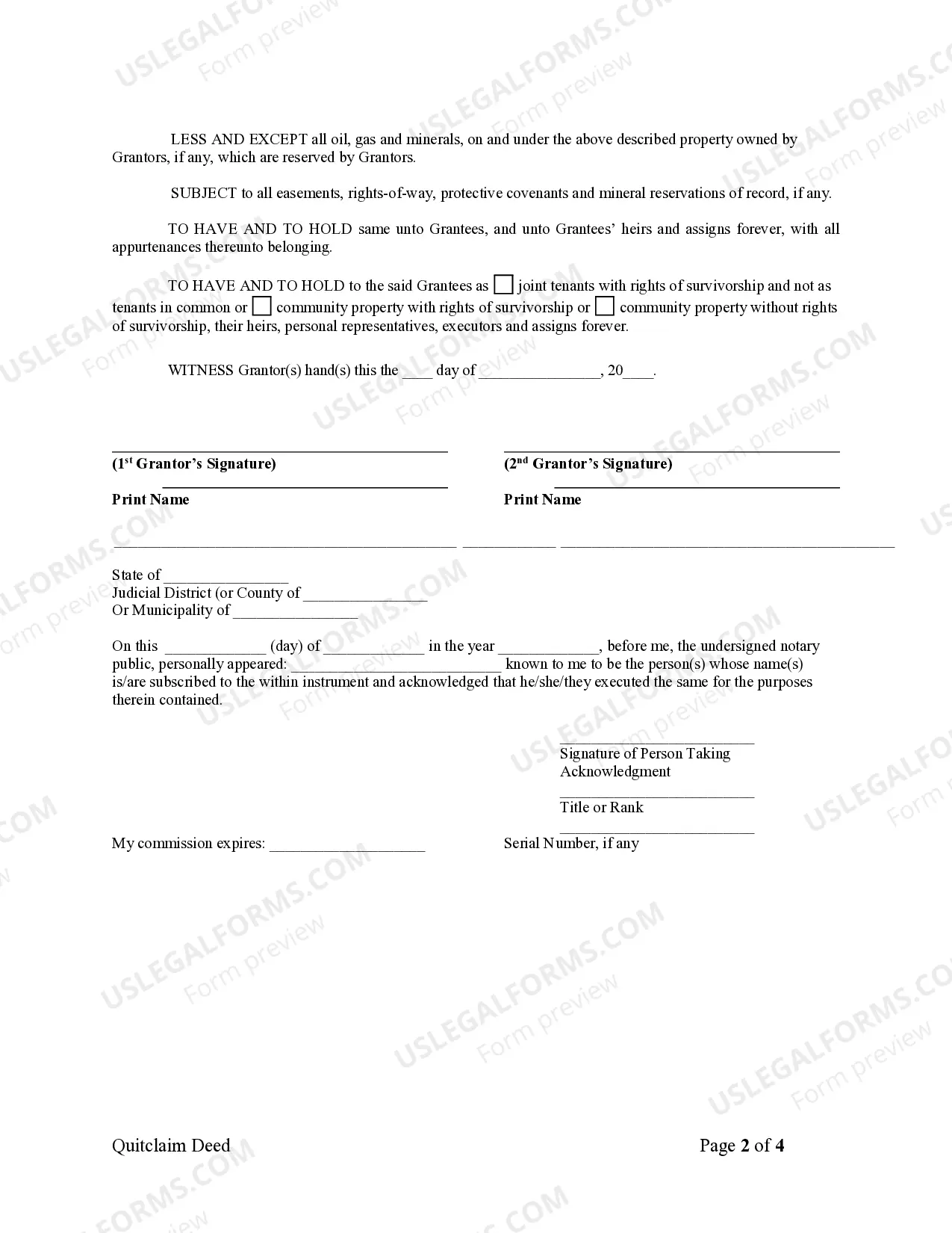 Preview Quitclaim Deed from Husband and Wife to Husband and Wife