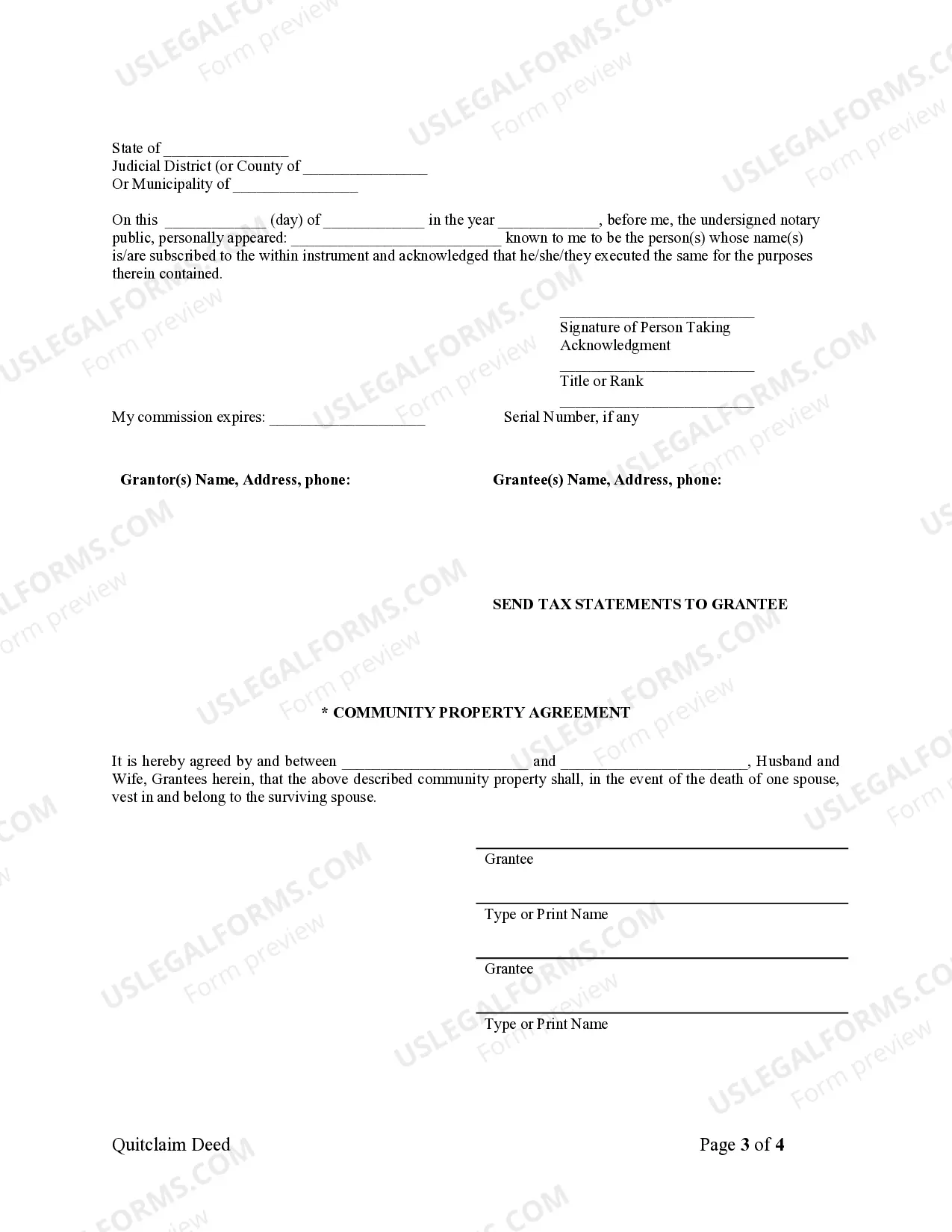 Preview Quitclaim Deed from Husband and Wife to Husband and Wife