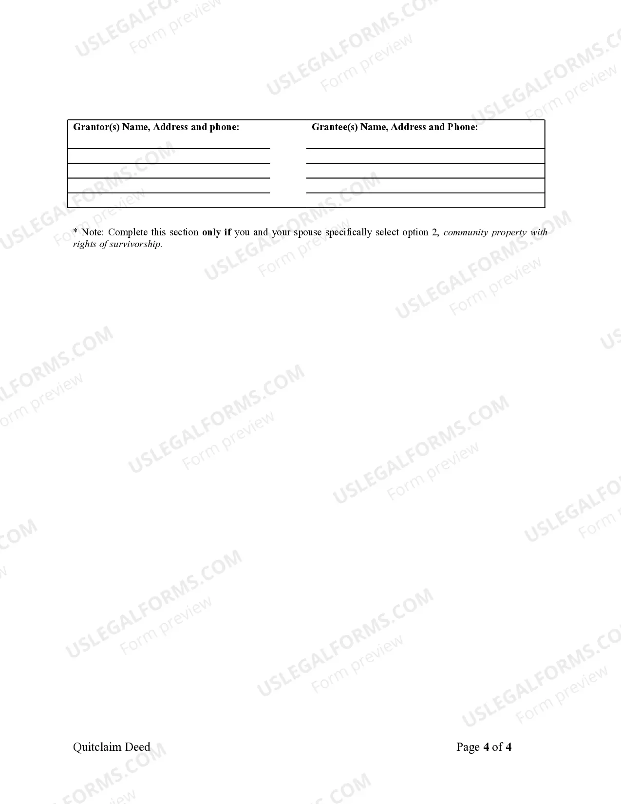 Preview Quitclaim Deed from Husband and Wife to Husband and Wife