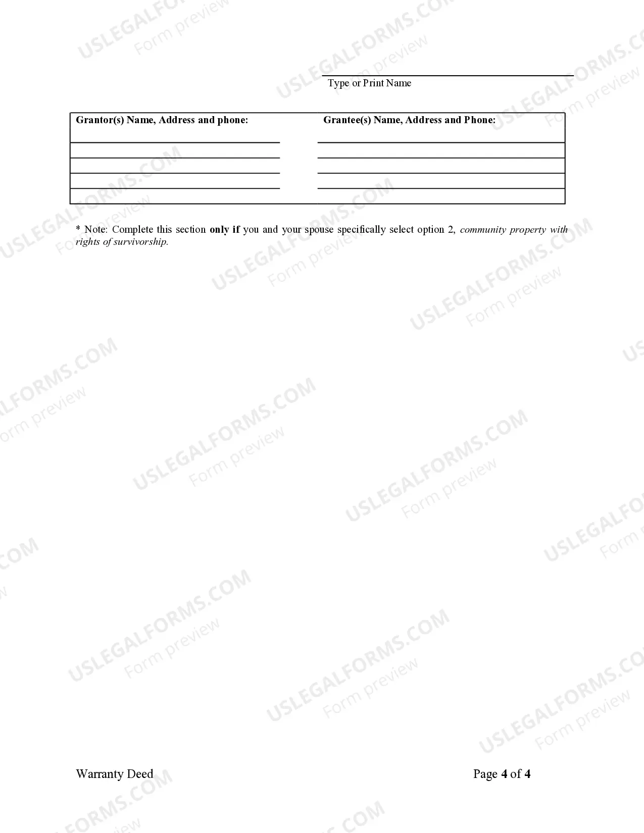 Preview Warranty Deed from Husband and Wife to Husband and Wife