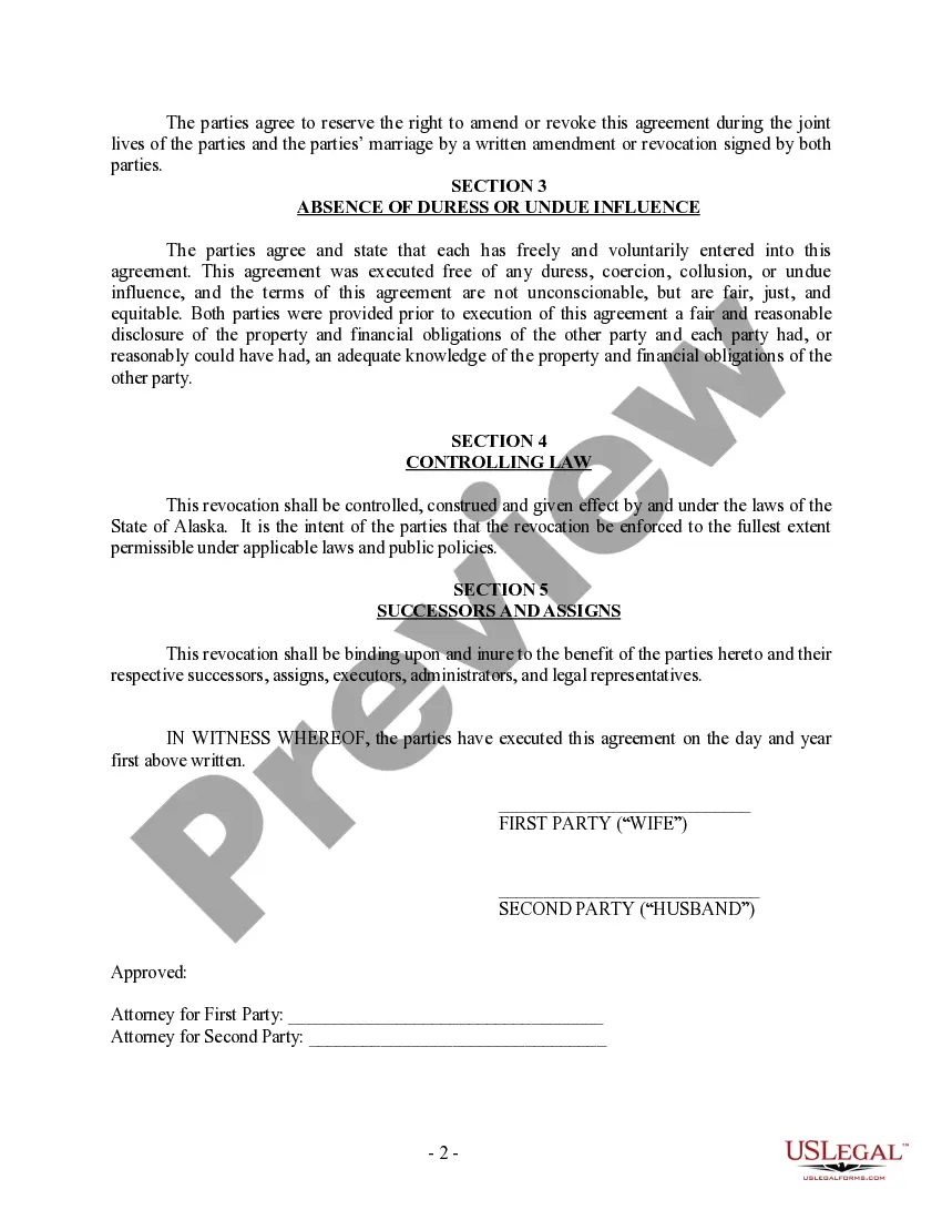 Preview Revocation of Postnuptial Property Agreement