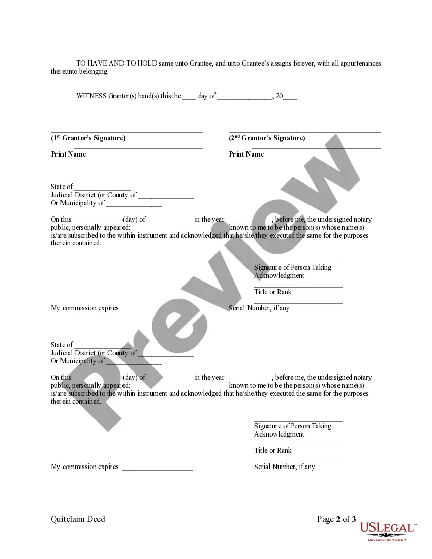 Preview Quitclaim Deed from Husband and Wife to an Individual