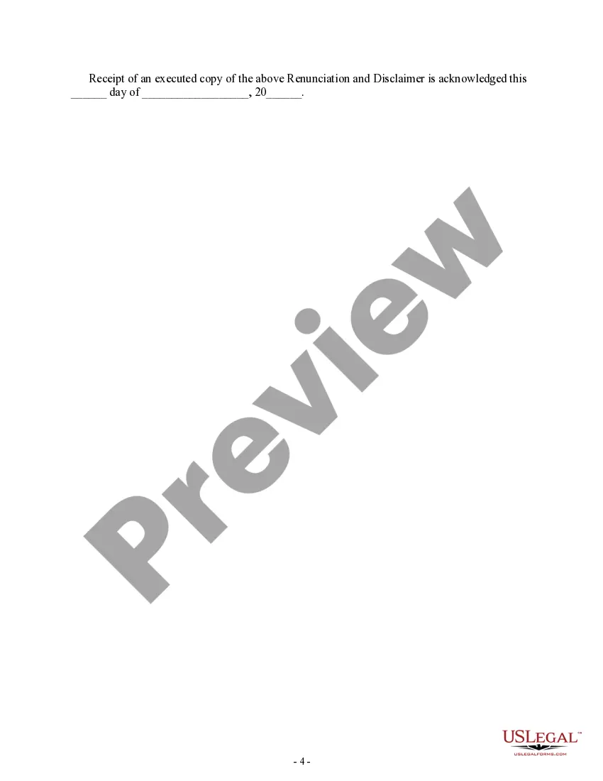 Preview Alaska Renunciation and Disclaimer of Property received by Intestate Succession