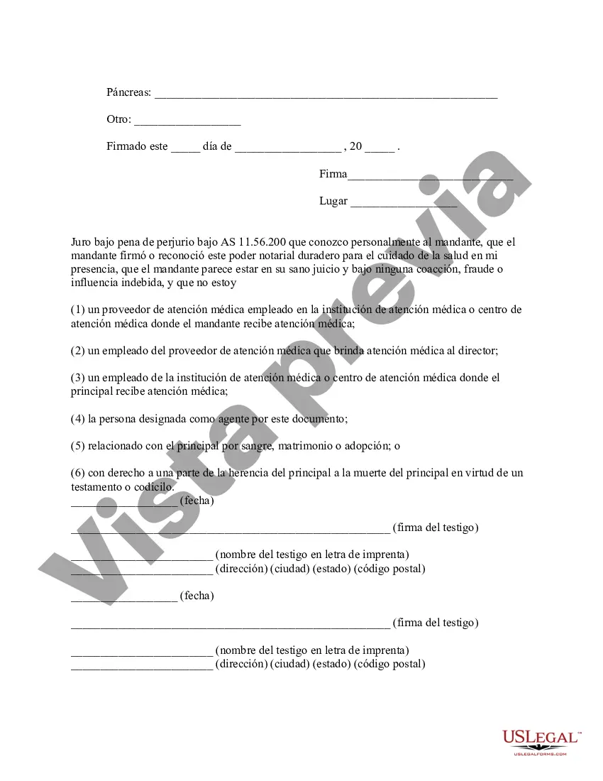 Preview Declaración relativa al uso de procedimientos de soporte vital - No resucitar - DNR - Opcional Donación de tejidos