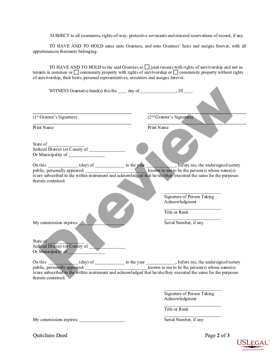 form Quitclaim Deed by Two Individuals to Husband and Wife preview