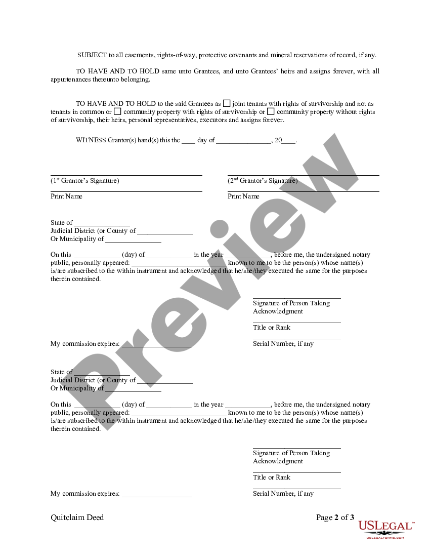 Alaska Quitclaim Deed By Two Individuals To Husband And Wife Us Legal Forms 7820