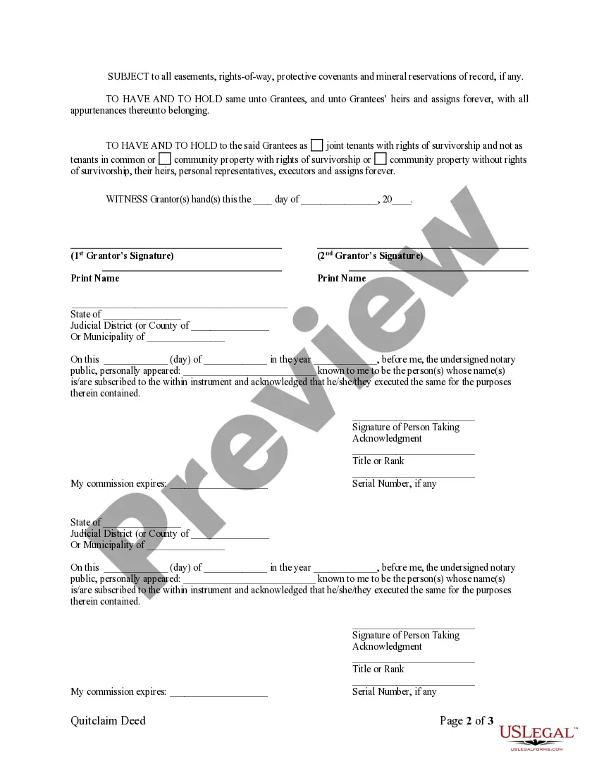 Preview Quitclaim Deed by Two Individuals to Husband and Wife