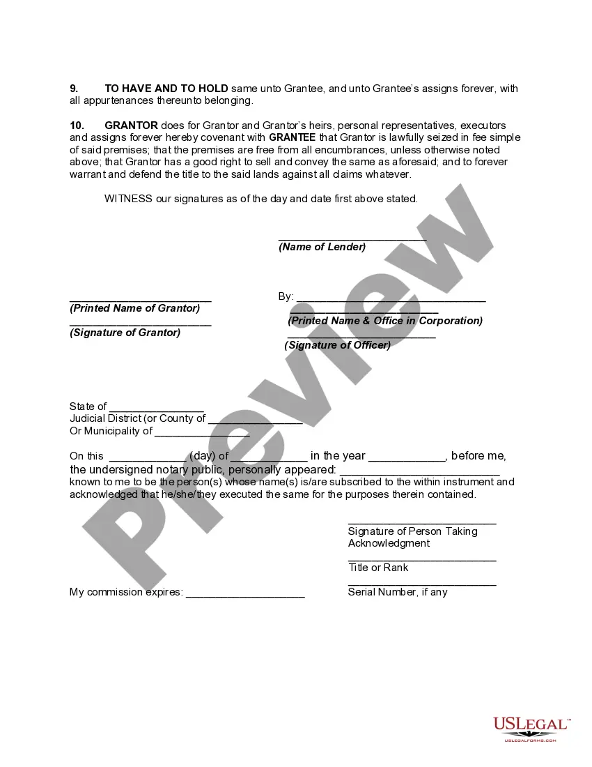 Preview Conveyance of Deed to Lender in Lieu of Foreclosure