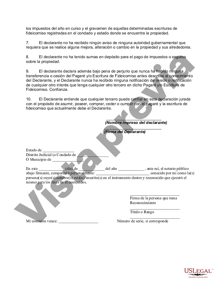 Preview Declaración jurada de impedimento hipotecario