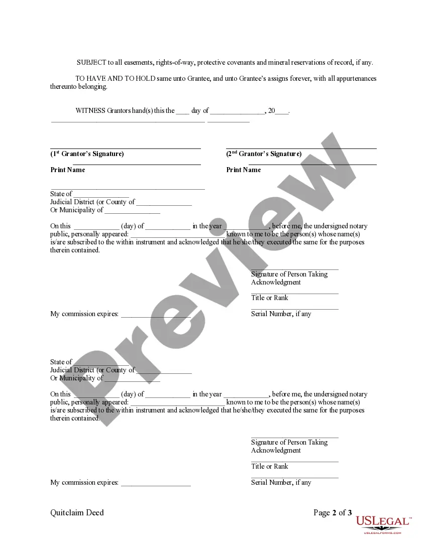 Preview Quitclaim Deed by Two Individuals to LLC