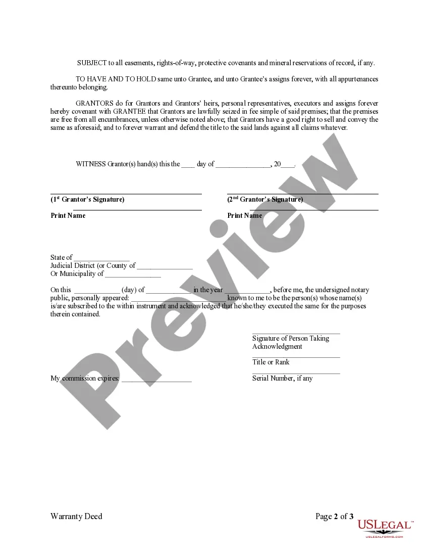 Preview Warranty Deed from two Individuals to LLC