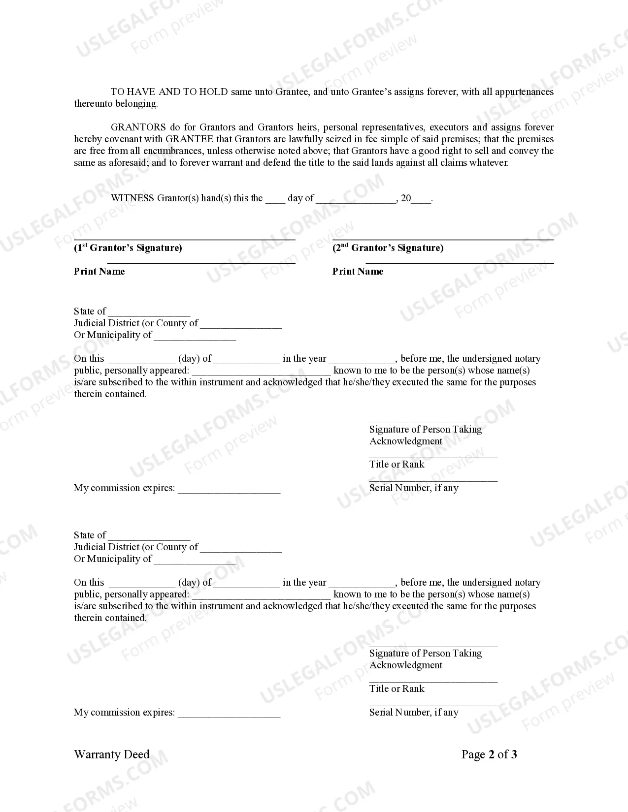 Preview Warranty Deed from two Individuals to Corporation