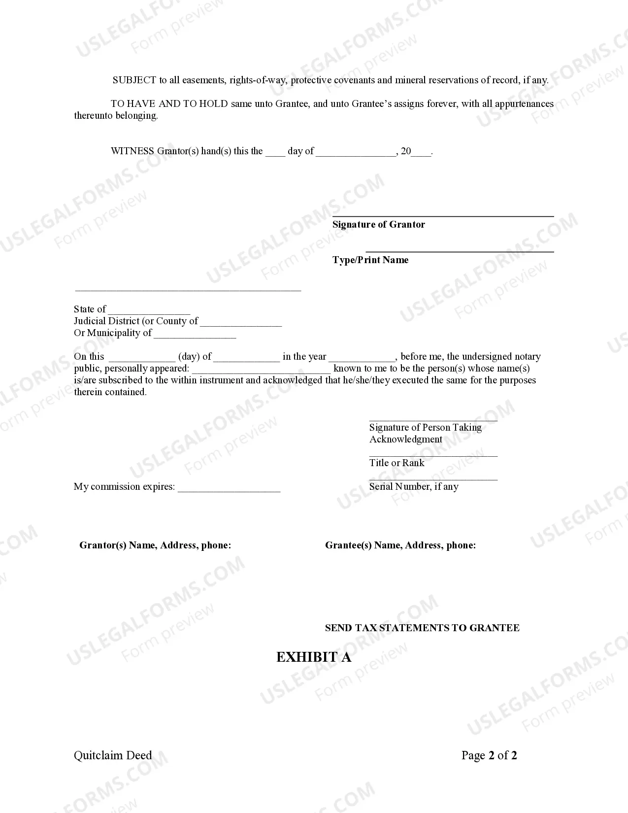 Preview Quitclaim Deed from Individual to Corporation