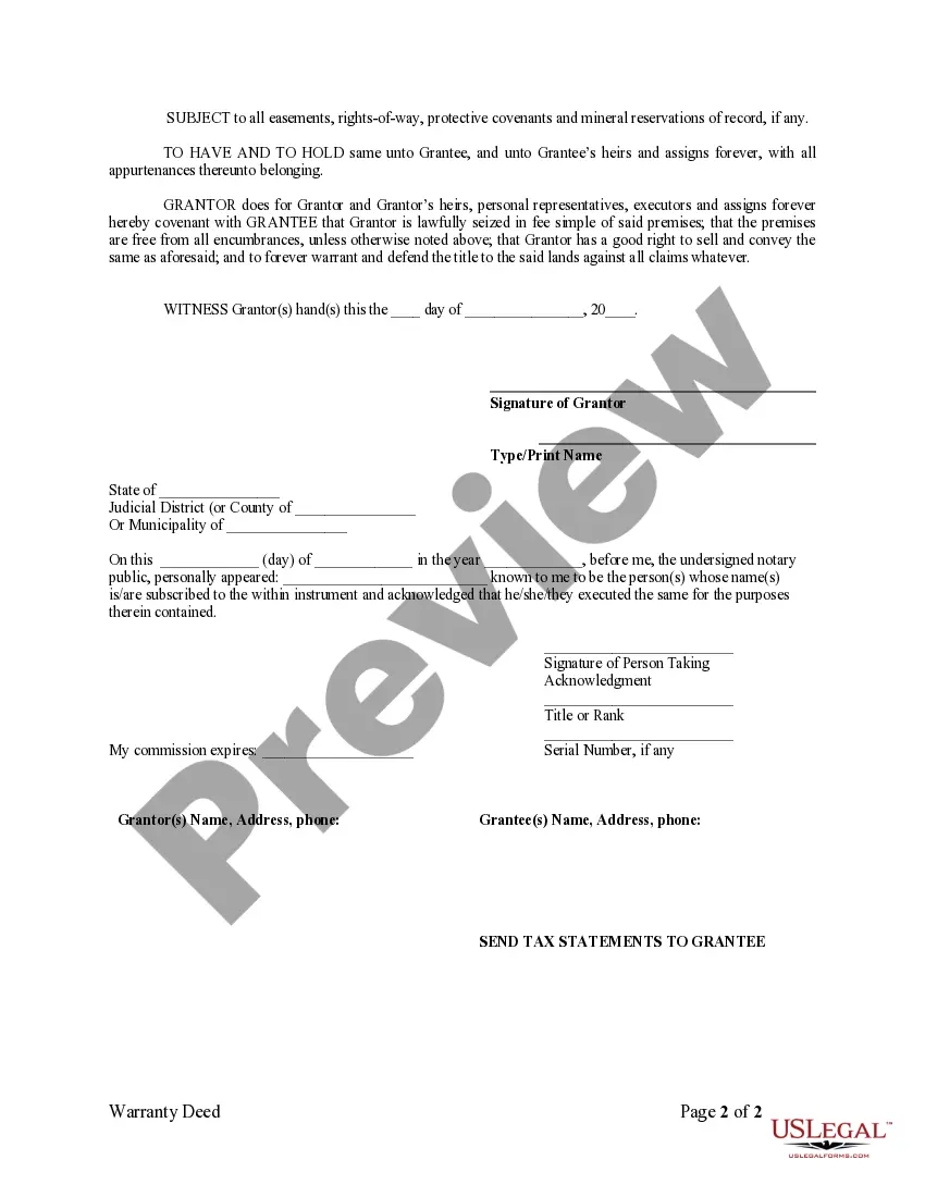 Preview Warranty Deed from Individual to Corporation