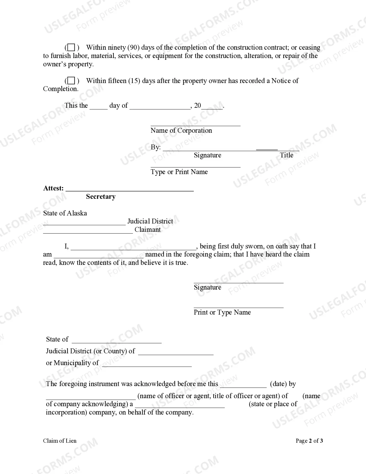 Preview Claim of Lien by Corporation