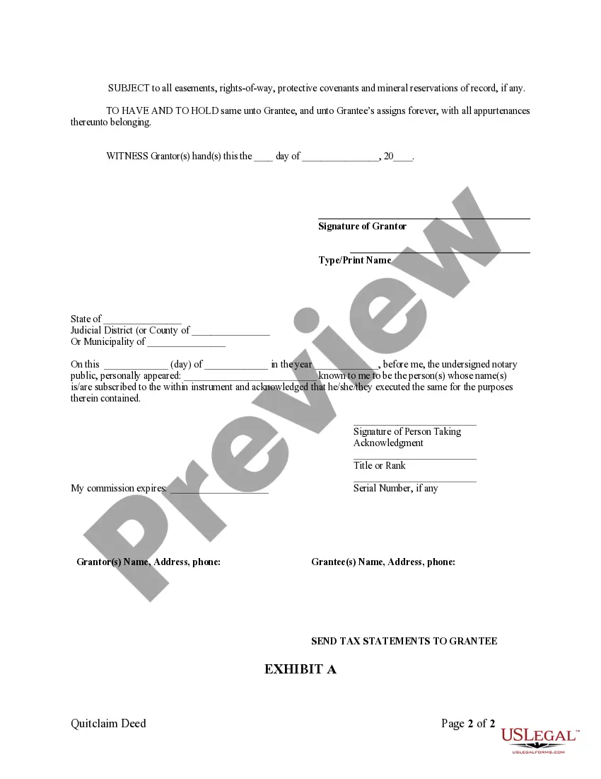 Preview Quitclaim Deed from Individual to LLC