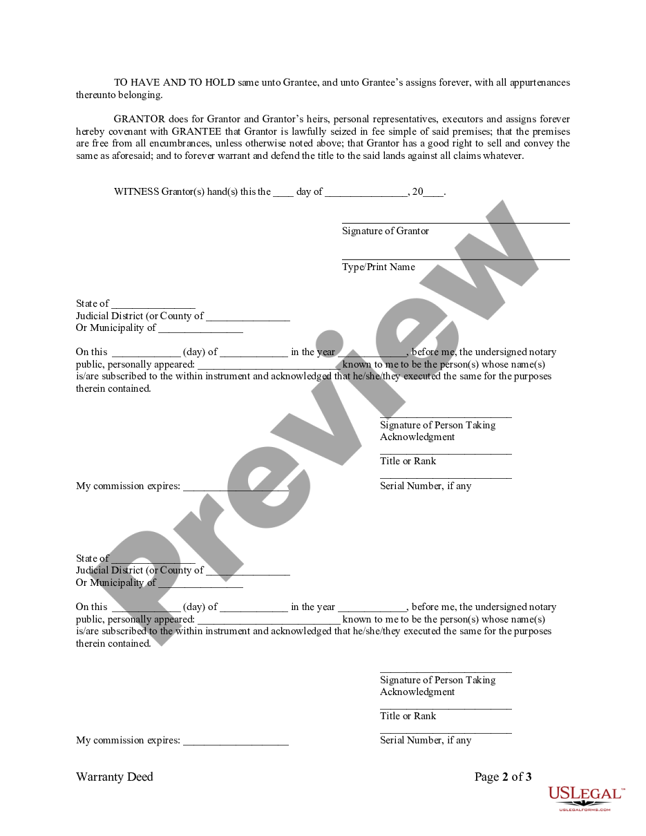 form Warranty Deed from Individual to LLC preview