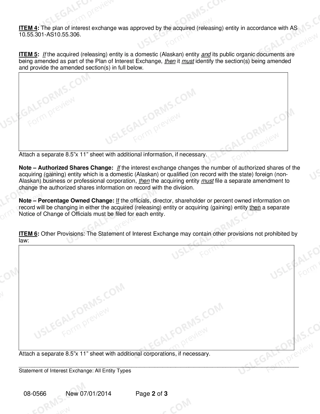 Preview Statement of Interest Exchange - All Entity Types