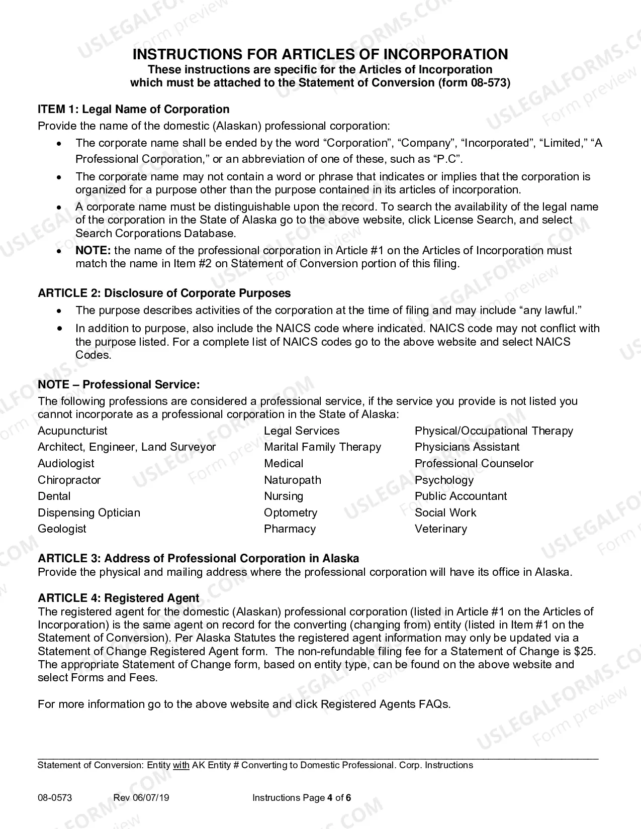 Preview Statement of Conversion - Entity with AK Entity Number Converting to Domestic Professional Corporation