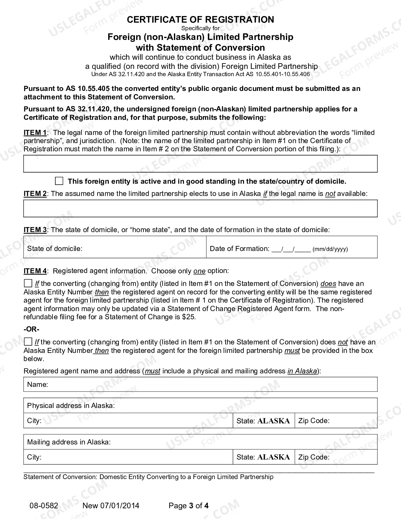 Preview Statement of Conversion - Domestic Limited Partnership Converting to Foreign Limited Partnership