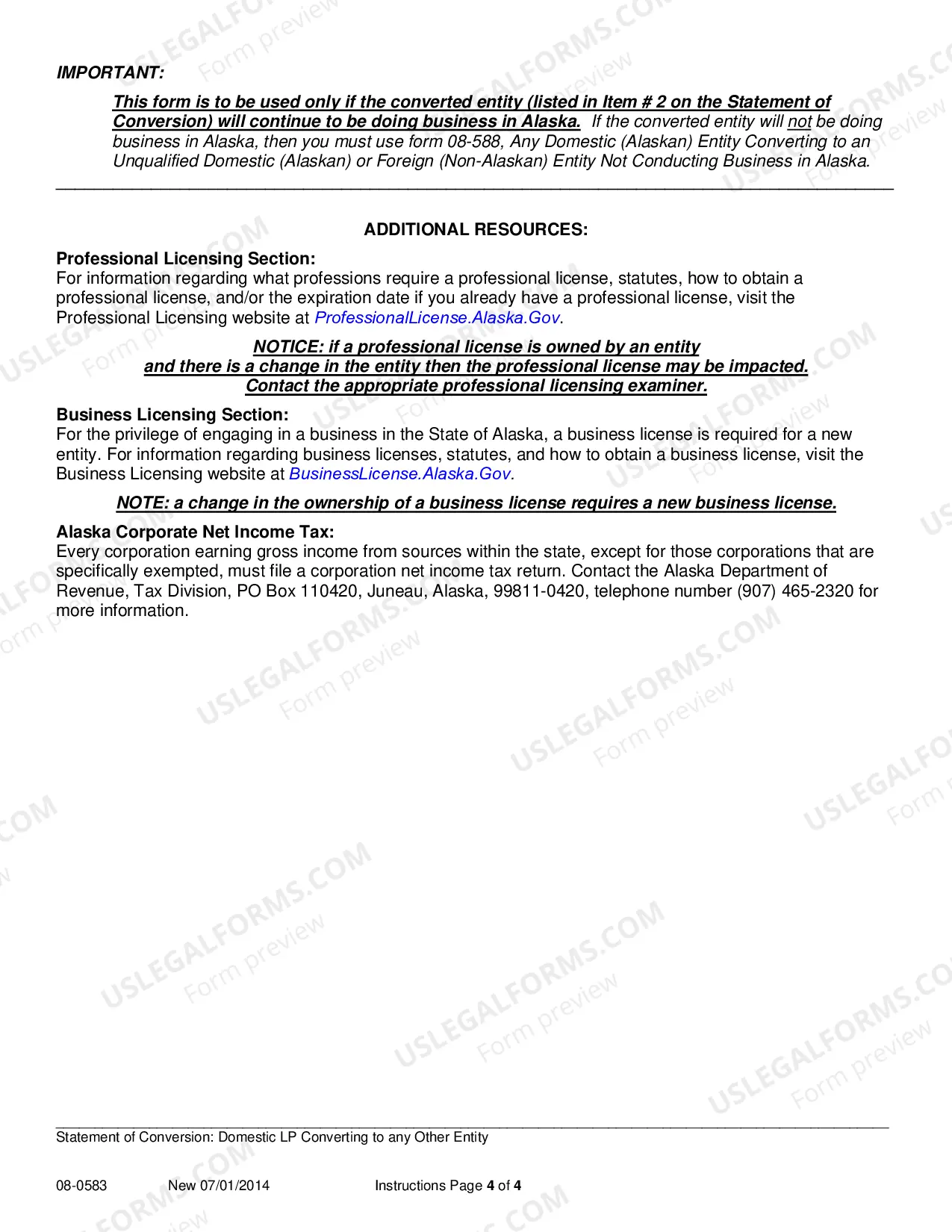 Preview Statement of Conversion - Domestic Limited Partnership Converting to any Other Entity
