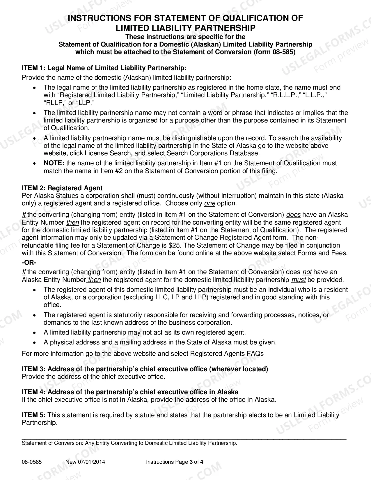 Preview Statement of Conversion - Any Entity Converting to Domestic Limited Liability Partnership