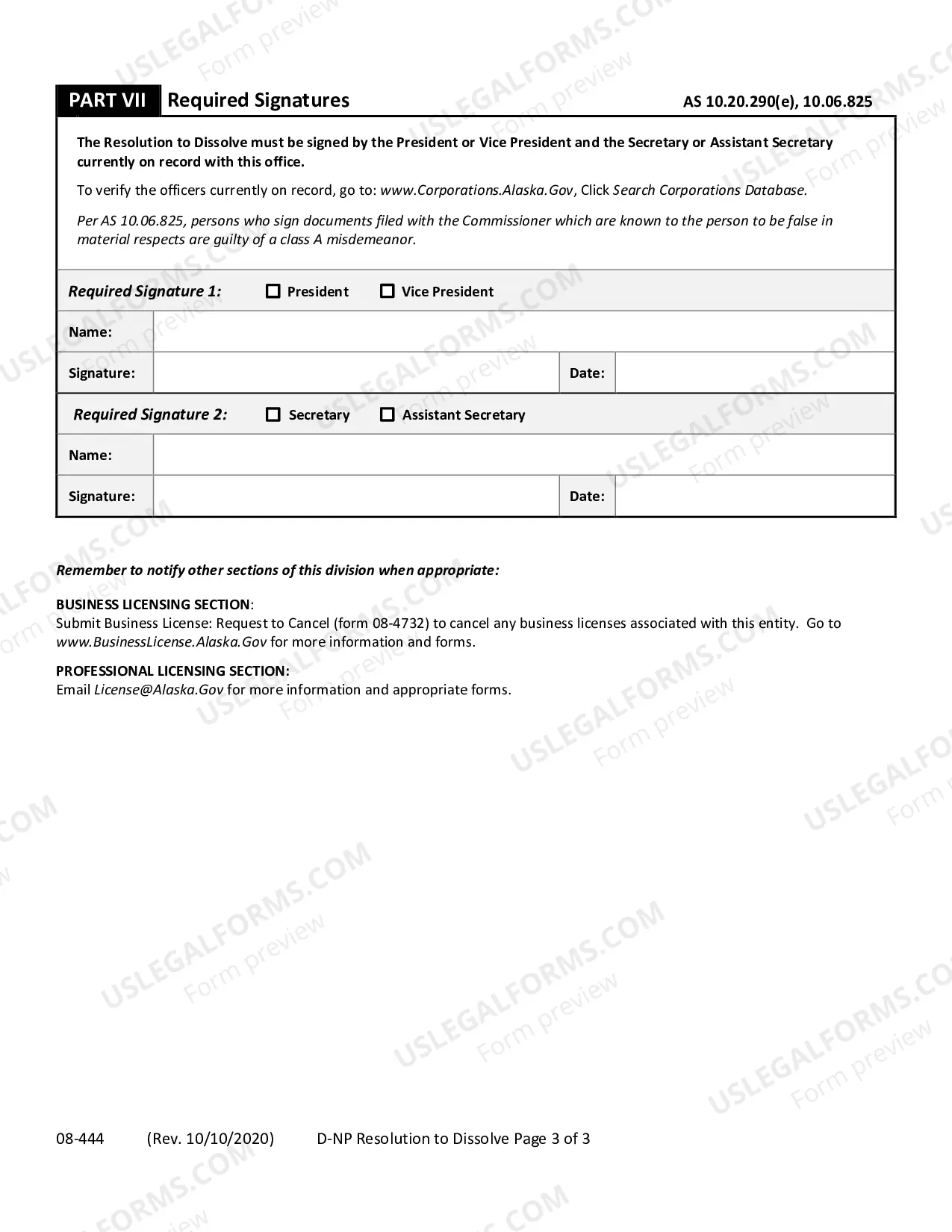 Preview Resolution to Dissolve a Domestic Nonprofit Corporation