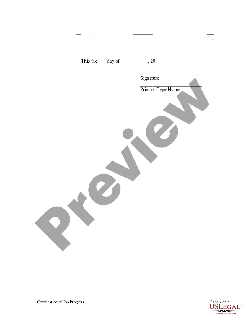Preview Certification of Job Progress - Individual