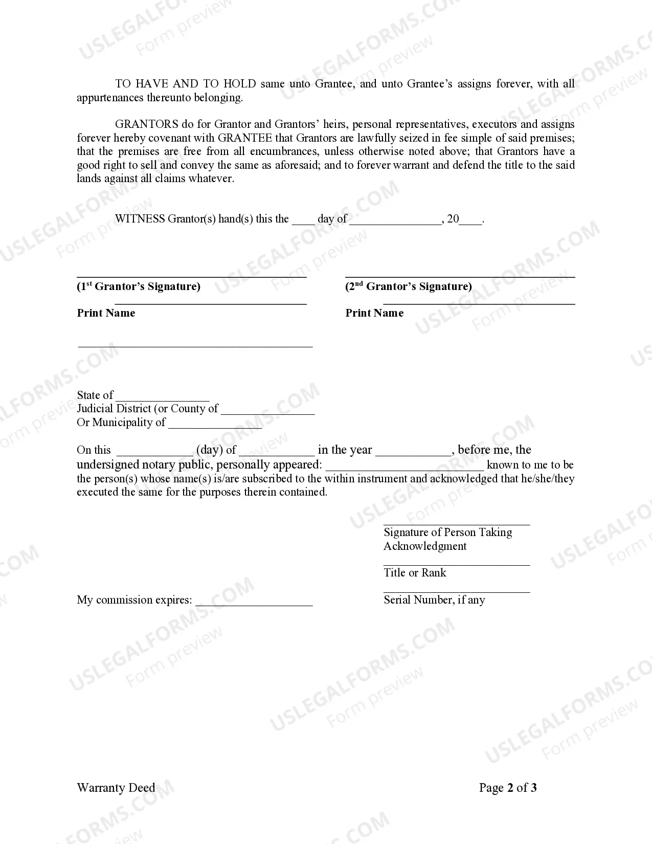 Preview Warranty Deed from Husband and Wife to LLC