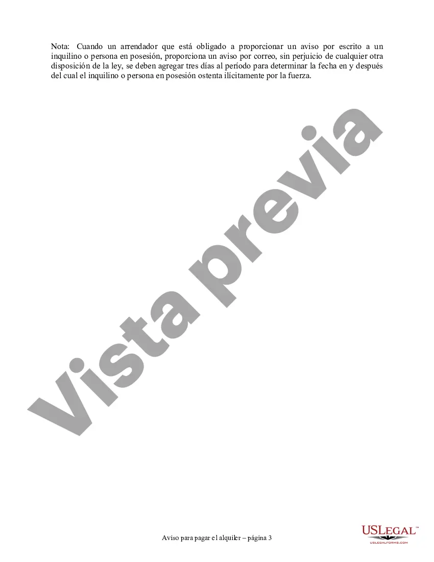 Preview Aviso de incumplimiento en el pago del alquiler - No residencial - Aviso de 7 días