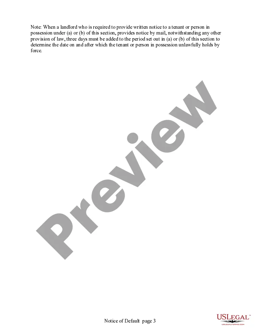 Preview Notice of Default for Violation of Lease or Rental Agreement - Nonresidential - 10 days notice